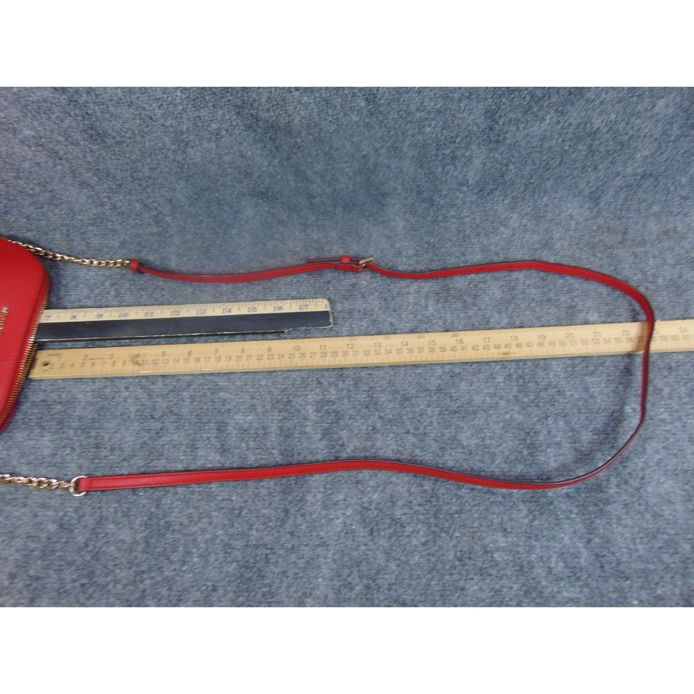 Michael Kors Cindy Dome Crossbody Red Saffiano Leather 38S9YCP03L Gold Chain - Picture 11 of 14